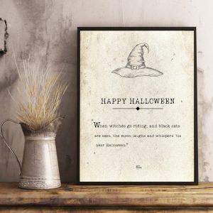 Happy Halloween Canvas Witch Gift For Halloween