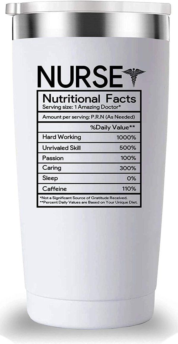 Nurse Nutritional Facts Travel Mug Tumbler. Nurse Gifts for Friend Daughter Men Women