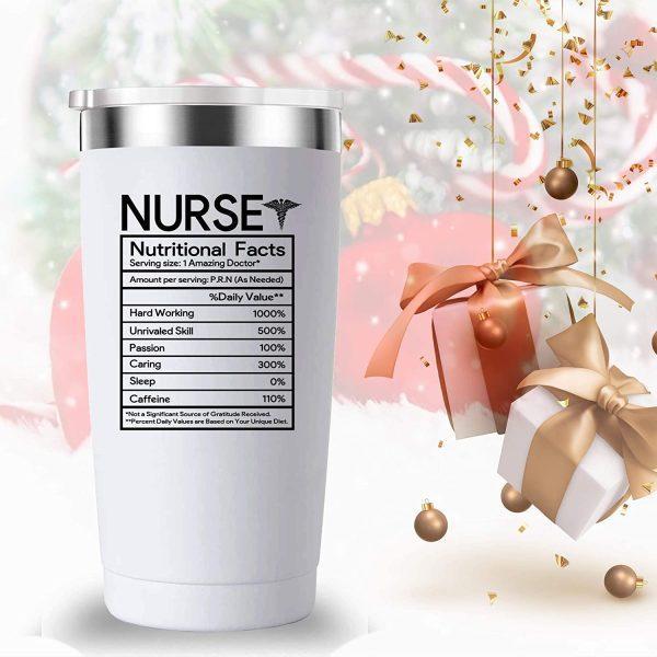 Nurse Nutritional Facts Travel Mug Tumbler. Nurse Gifts for Friend Daughter Men Women