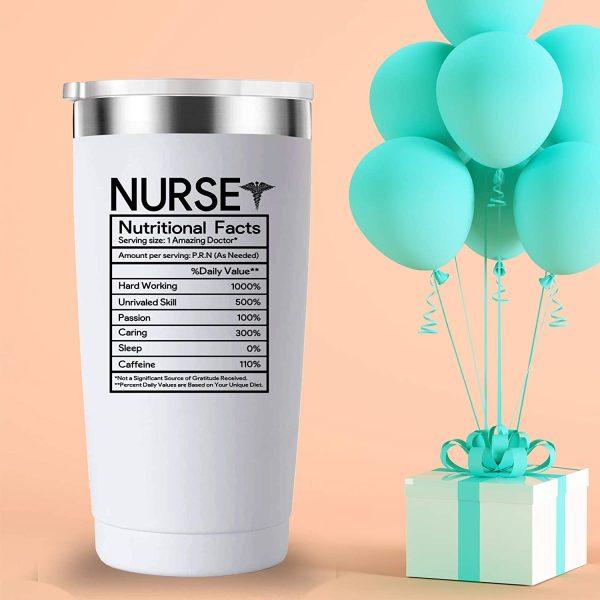 Nurse Nutritional Facts Travel Mug Tumbler. Nurse Gifts for Friend Daughter Men Women