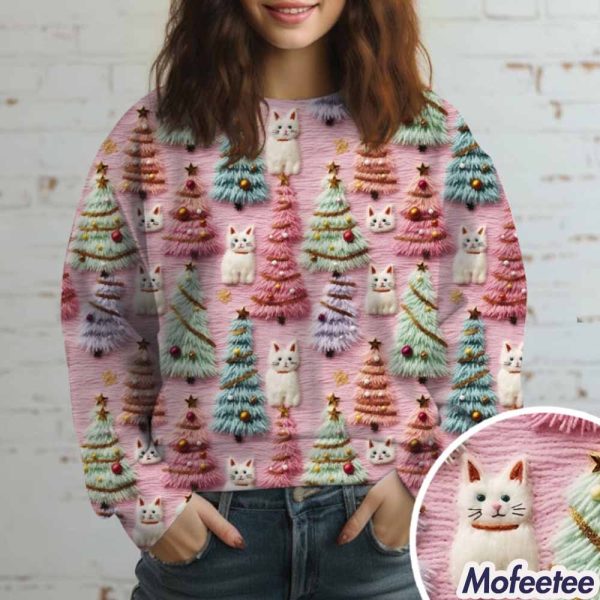 Cat Cute Christmas Tree Cat Lovers Gift Sweater