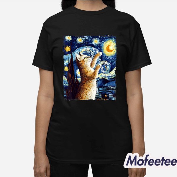 Cat Starry Night Cat Van Gogh Cat Art Lover Shirt