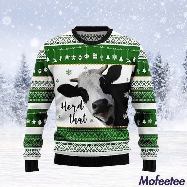 Cow Casual Men’s Knitting Print Ugly Christmas Sweater