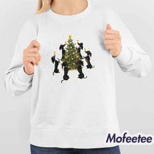 Dachshund Christmas Tree Vintage Print Sweatshirt 3