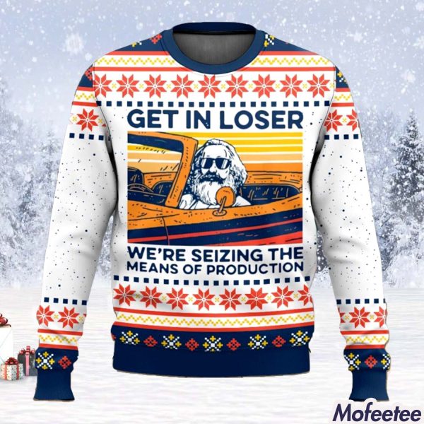 Karl Marx Get In Loser Ugly Christmas Sweater