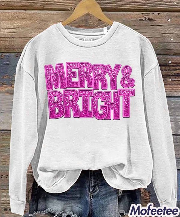 Merry And Bright Print Casual Sweatshirt