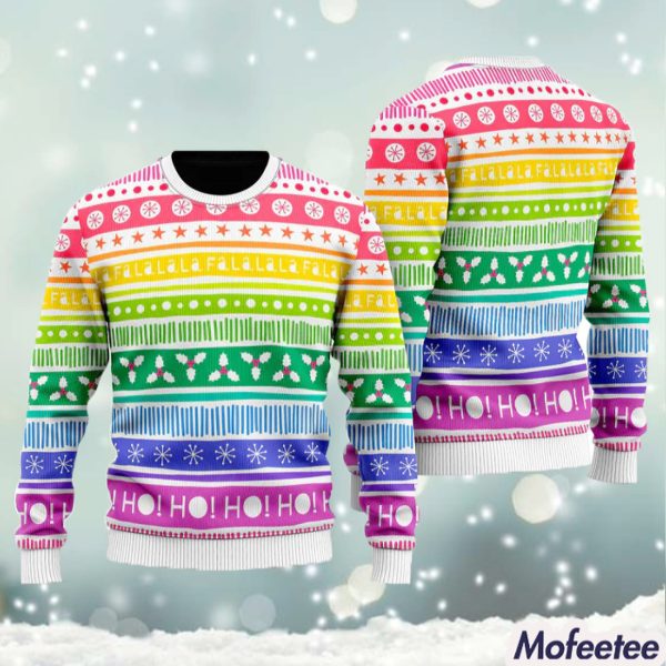 Rainbow Cozy Holiday Pattern Ugly Christmas Sweater