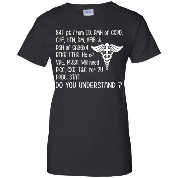 Nurse 84F pt from ED. PMH of COPD do you understand shirt