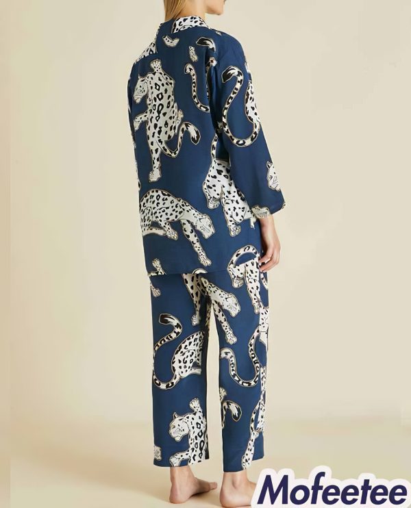 Blue Leopard Pajama Set