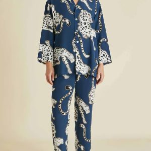 Blue Leopard Pajama Set