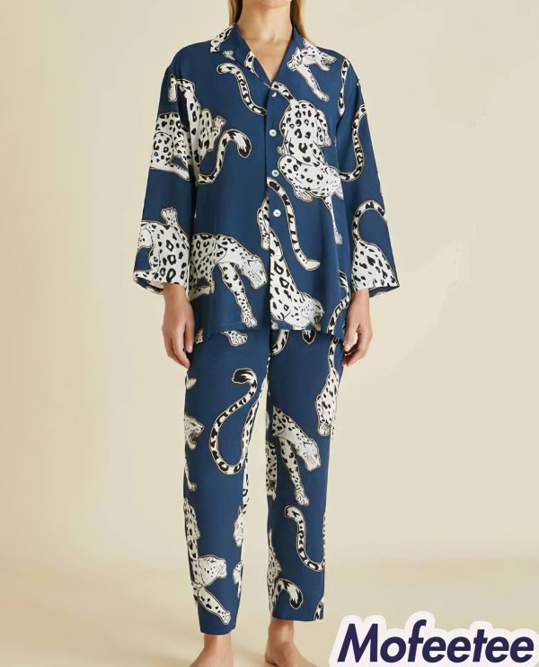 Blue Leopard Pajama Set