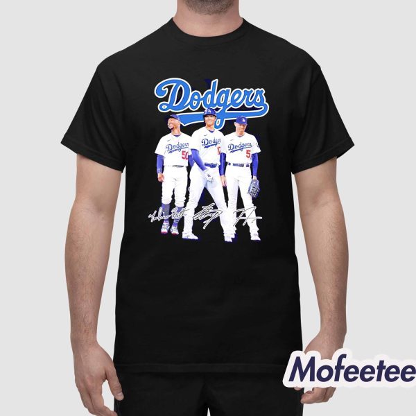 Dodgers Mookie Betts Shohei Ohtani Freddie Freeman Signatures Shirt