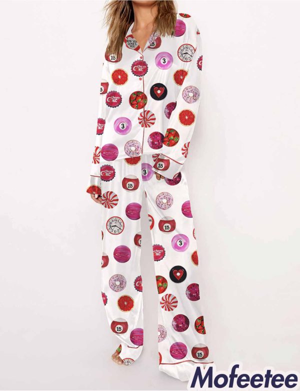 Red Hand-Painted Circles Pajama Set