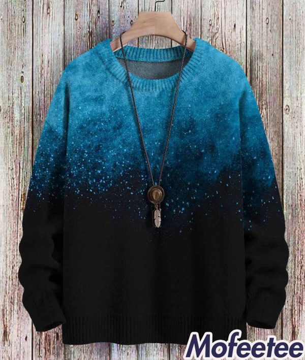 Trendy Abstract Art Gradient Pullover Knit Print Casual Sweatshirt