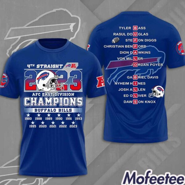 Bills 4th Straight 2023 AFC East Division Champions Hoodie