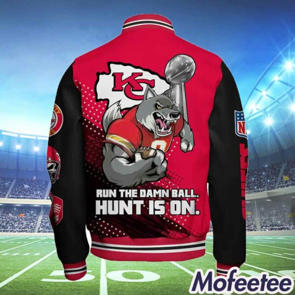 Chiefs Super Bowl LVIII Run The Damn Ball Hunt Is On Varsity Jacket