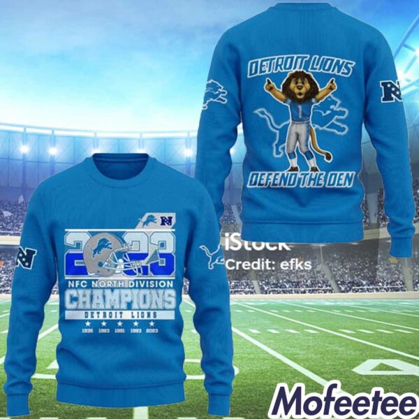 Lions 2023 NFC North Division Champs Defend The Den 3D Hoodie