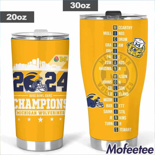 Michigan 2024 Rose Bowl Game Champions Tumbler