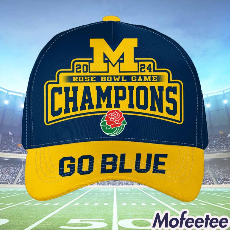 Wolverines Go Blue 2024 Rose Bowl Game Champs 3D Hat Mofeetee