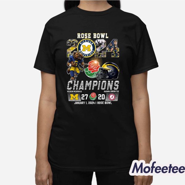 Wolverines Rose Bowl Champions 2024 Michigan Beats Alabama 27-20 Shirt