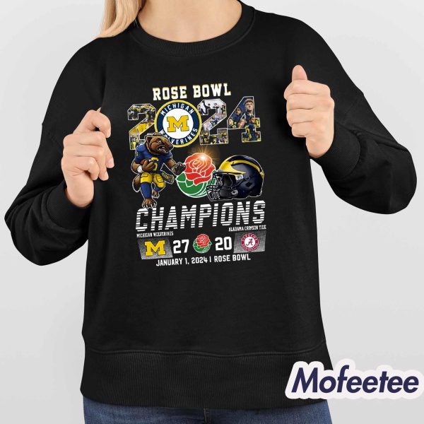 Wolverines Rose Bowl Champions 2024 Michigan Beats Alabama 27-20 Shirt
