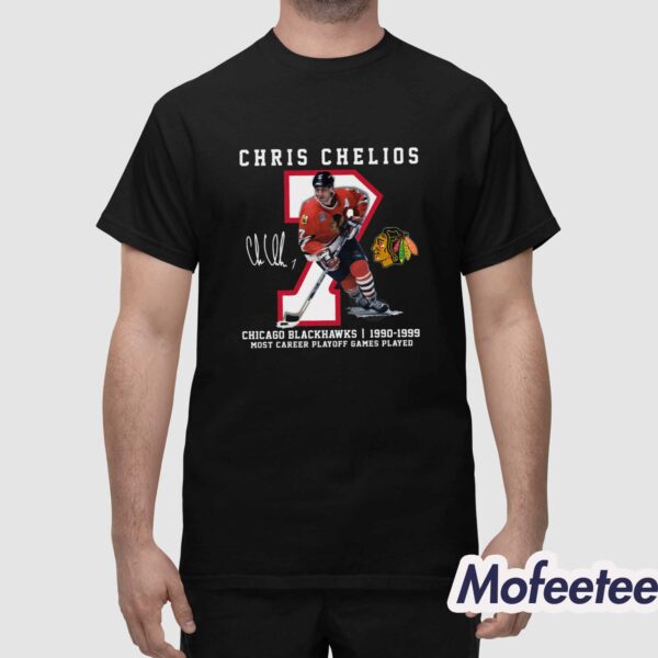 Chris Chelios Chicago Blackhawks 1990 1999 Most Career Playoff Games Players Shirt