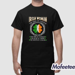 Irish Woman Fire Of A Lioness Heart Of A Hippie Funny St Patricks Day Shirt 1