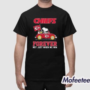 KC Chiefs Forever Not Just When We Win Snoopy And Woodstock Driving Car Shirt 1