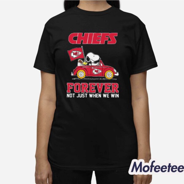 KC Chiefs Forever Not Just When We Win Snoopy And Woodstock Driving Car Shirt
