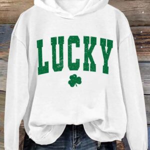 St Patricks Day Lucky Print Casual Hoodie 1