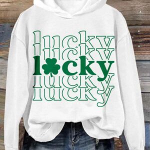 St Patricks Day Lucky Print Casual Sweatshirt 1
