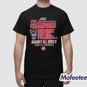 NC State Wolfpack ACC 2024 Men's Basketball Tournament Champions Against All Odds Shirt 1