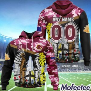 NRL Brisbane Broncos Personalized ANZAC Day Design Hoodie 1