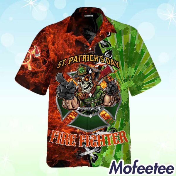 Skull Firefighter St Patrick’s Day Hawaiian Shirt