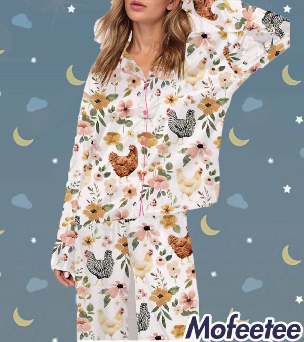 Floral Chickens Pajama Set