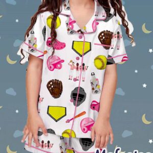 Softball Theme Pajama Set For Youth 1