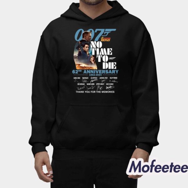 007 James Bond No Time To Die 62nd Anniversary 1962-2024 Thank You For The Memories Shirt