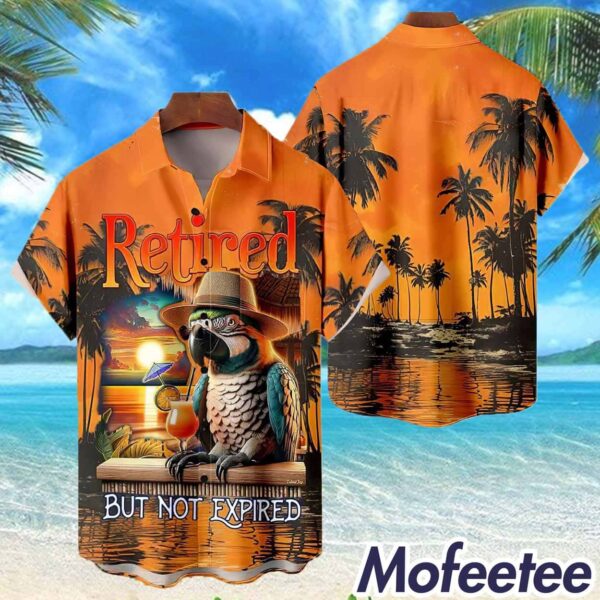 Coconut Tree Parrot On Sunset Beach Chest Pocket Hawaiian Shirt