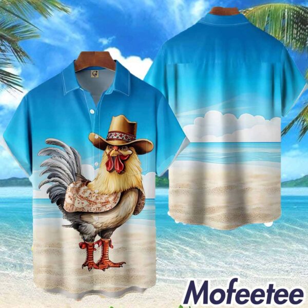 Cowboy Rooster Chest Pocket Hawaiian Shirt