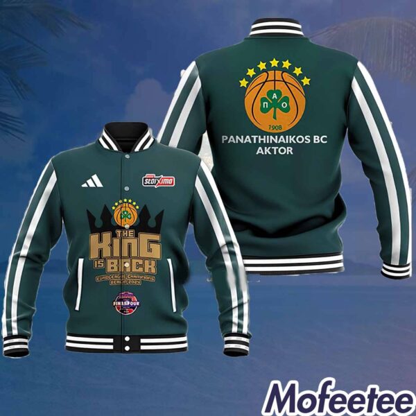 Panathinaikos BC The King Is Back Euroleague Champions Berlin 2024 Baseball Jacket