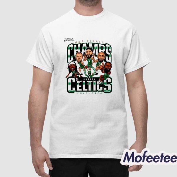 Celtics 2024 Finals Champions Pull Up Jumper Caricature Shirt