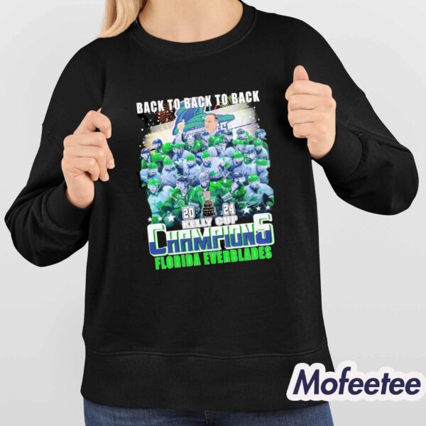 Everblades 2024 Kelly Cup Champions Back To Back Shirt