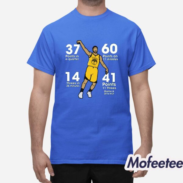 Klay Thompson 37 Points In A Quarter 60 Points On 11 Dribbles 14 Threes In 26 Minutes 41 Points 11 Threes Shirt