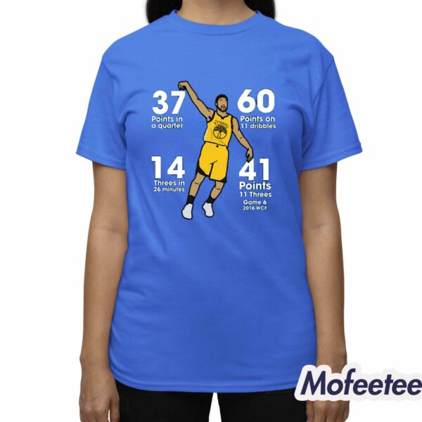 Klay Thompson 37 Points In A Quarter 60 Points On 11 Dribbles 14 Threes In 26 Minutes 41 Points 11 Threes Shirt