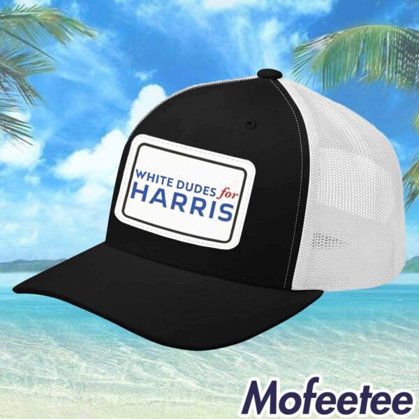 White Dudes For Harris Trucker Snapback Hat