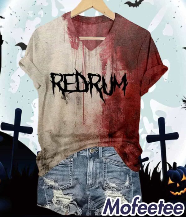 Women’s Bloody Redrum Print V-Neck Shirt