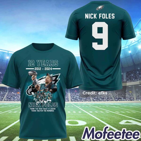 12 Years 2012-2024 Thank You Nick Foles A Legend Thank You For The Memories Hoodie