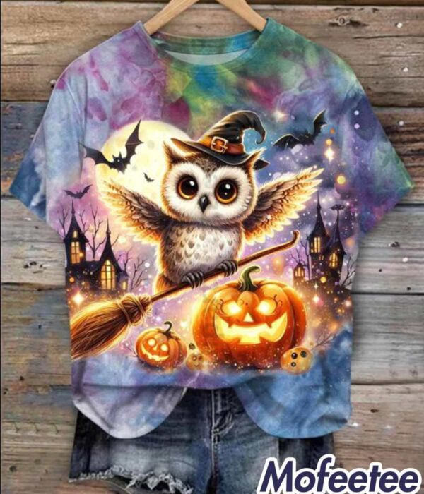 Cute Halloween Owls Crew Neck Shirt