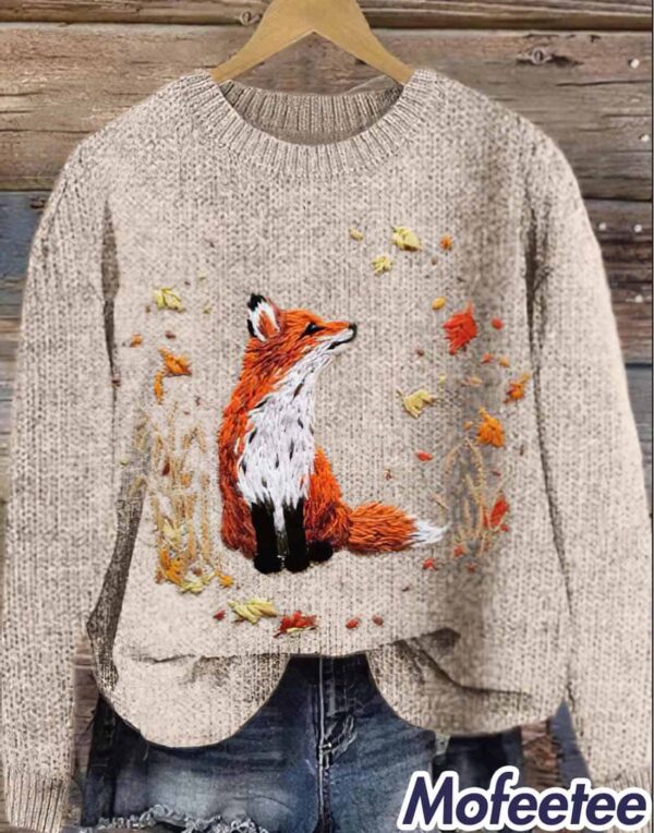 Fox Print Thin Sweater