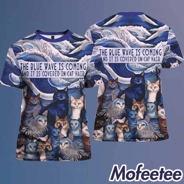 Men’s The Blue Wave Is Coming And It Is Covered In Cat Hair Print Shirt